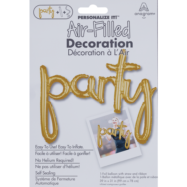 slide 1 of 1, Rainbow Balloons Prty Phrase Gold 39p, 1 ct