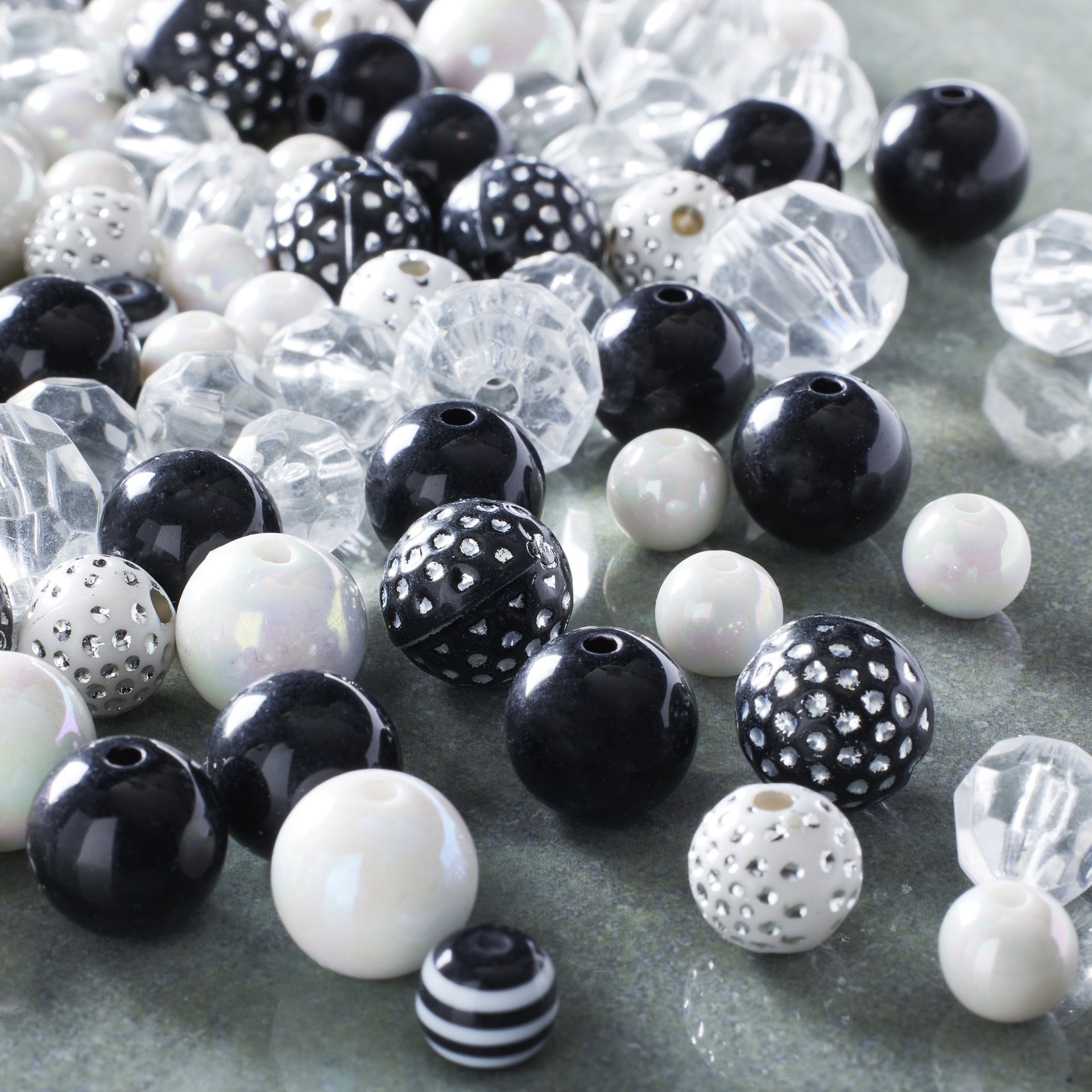 slide 2 of 3, Mixed Black, Clear & White Craft Beads By Bead Landing, 8mm, 10mm, 12mm, 14mm
