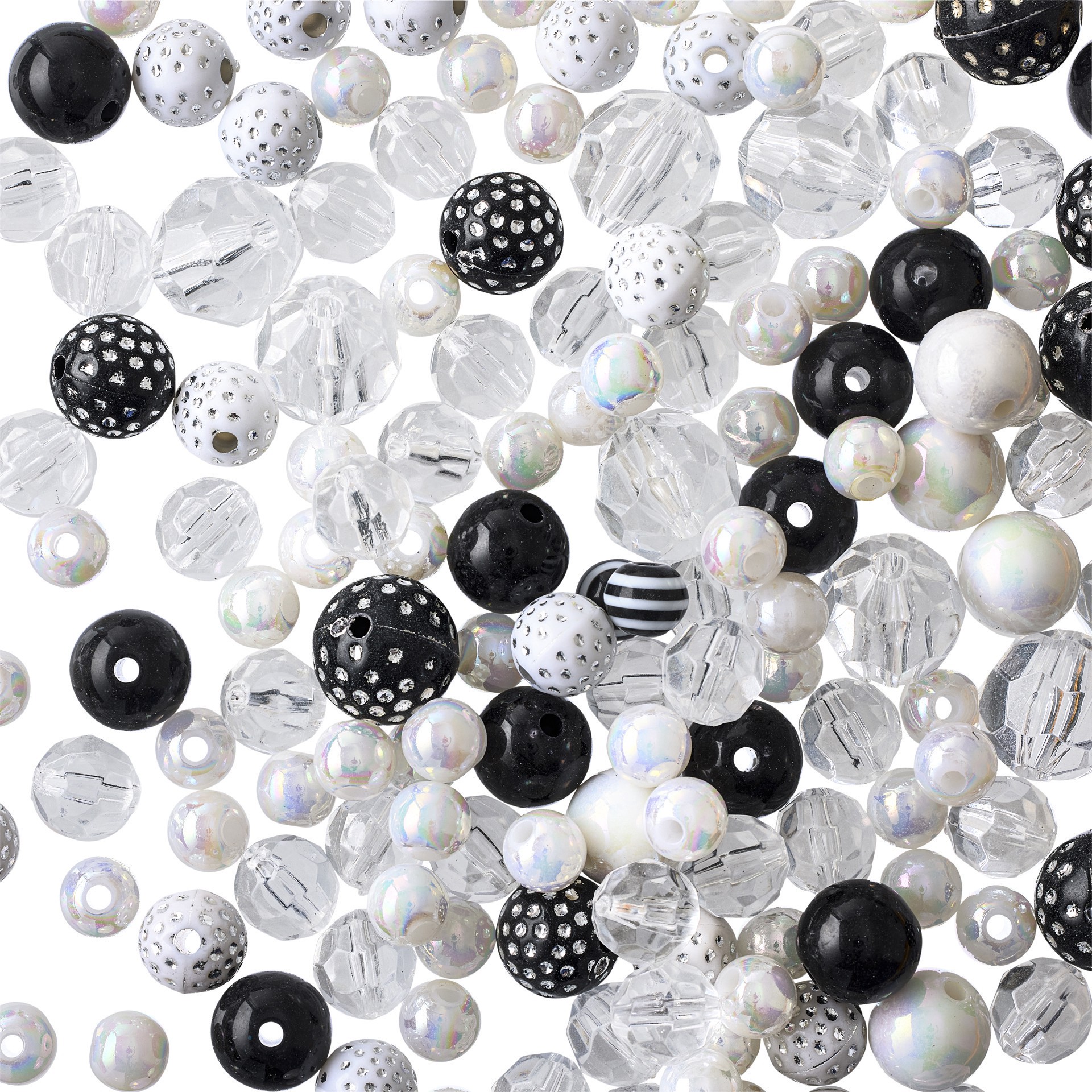 slide 3 of 3, Mixed Black, Clear & White Craft Beads By Bead Landing, 8mm, 10mm, 12mm, 14mm