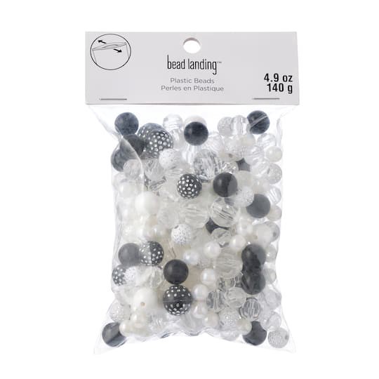 slide 1 of 3, Mixed Black, Clear & White Craft Beads By Bead Landing, 8mm, 10mm, 12mm, 14mm