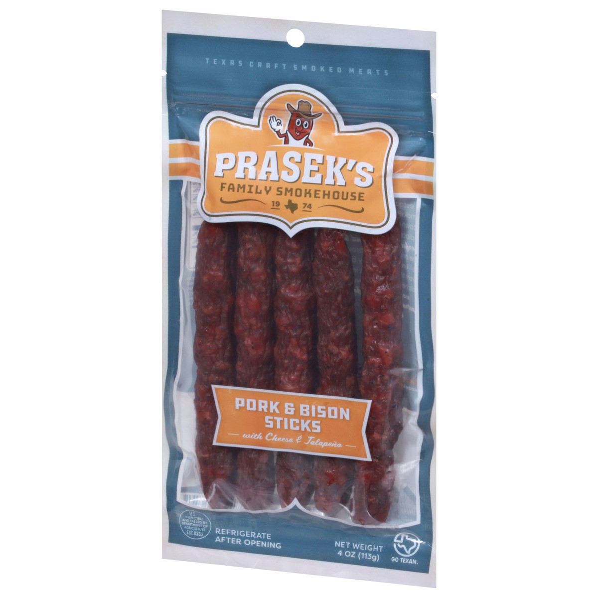 slide 7 of 9, Prasek's Dry Bison & Pork Sticks with Jalapeno & Cheese, 4 oz