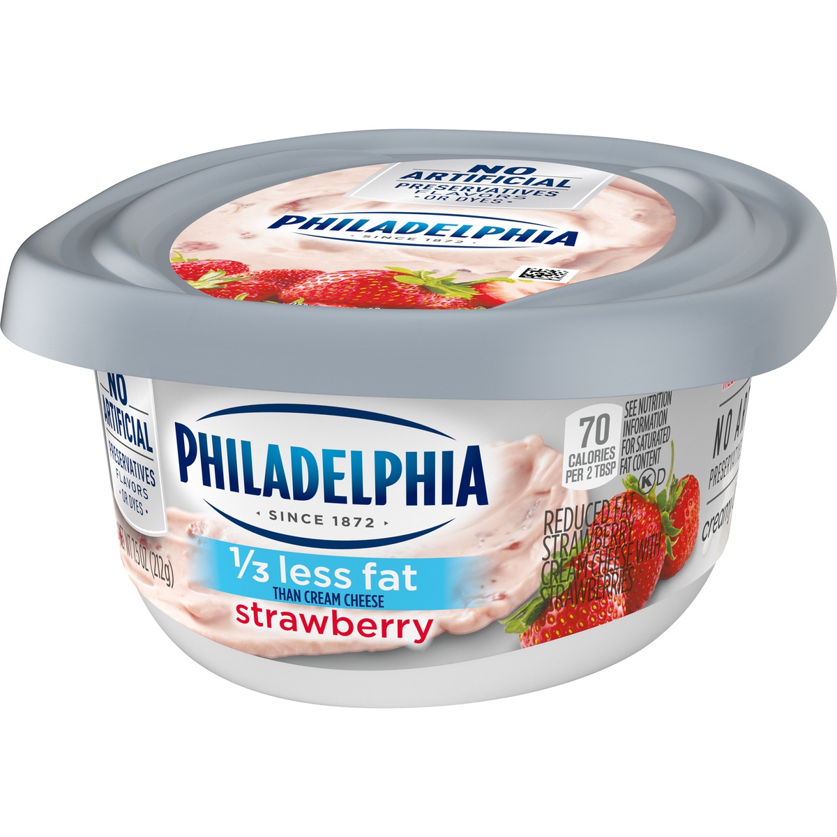 slide 3 of 11, Philadelphia Strawberry Reduced Fat Cream Cheese Spread with 1/3 Less Fat Tub, 7.5 oz