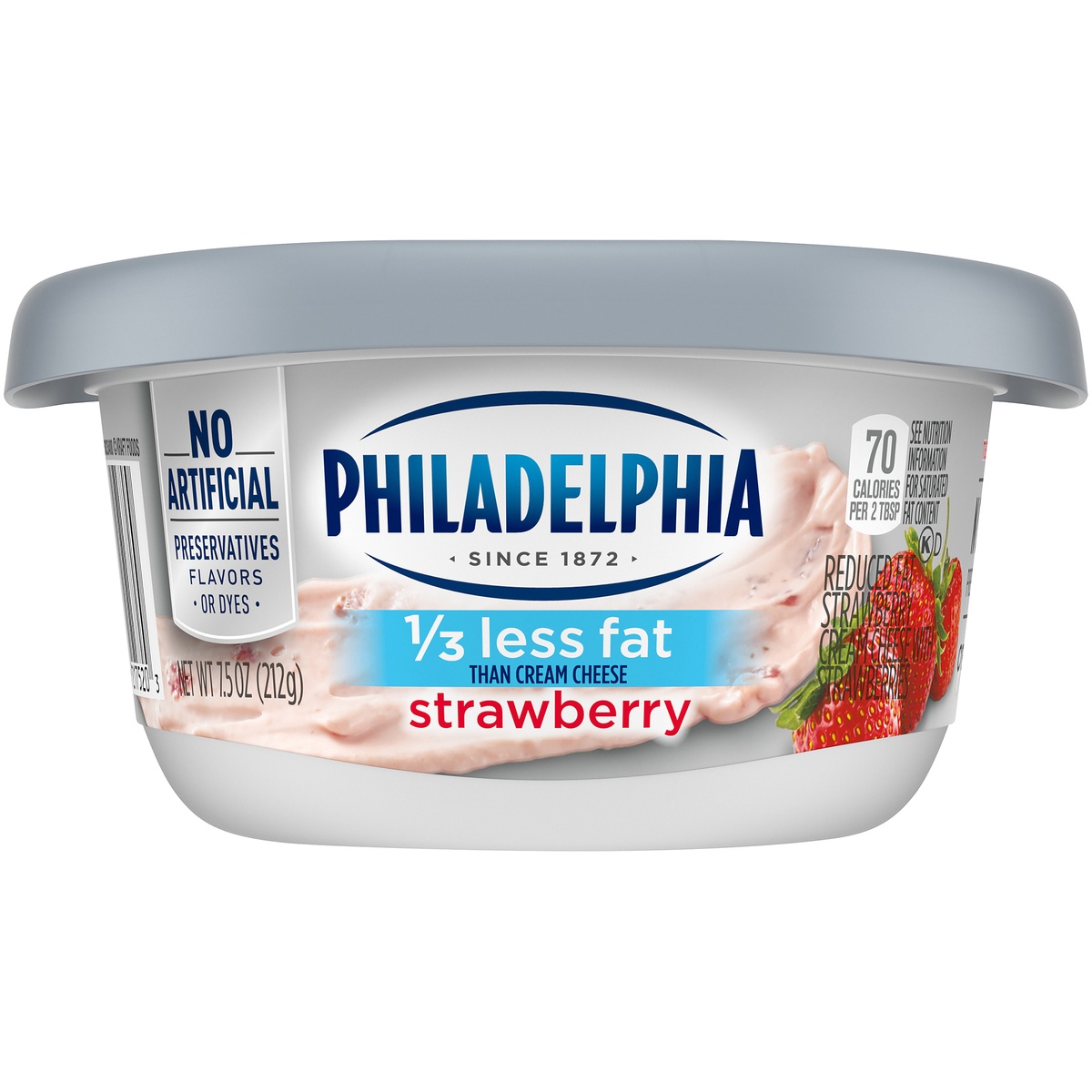 slide 9 of 11, Philadelphia Strawberry Reduced Fat Cream Cheese Spread with 1/3 Less Fat Tub, 7.5 oz