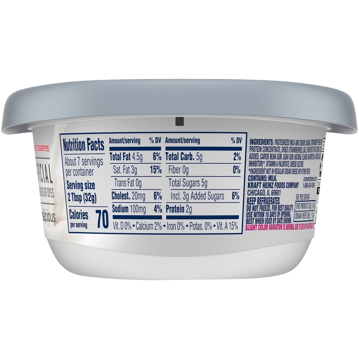 slide 10 of 11, Philadelphia Strawberry Reduced Fat Cream Cheese Spread with 1/3 Less Fat Tub, 7.5 oz