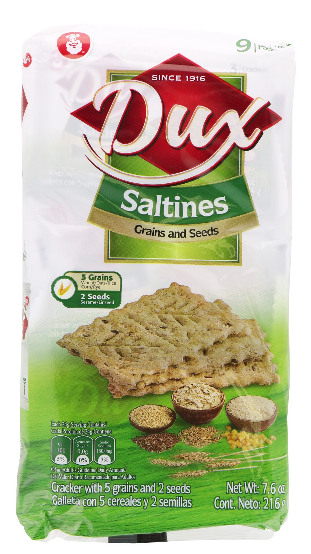 slide 1 of 1, Dux Saltines Grains And Seeds Crackers, 7.62 oz