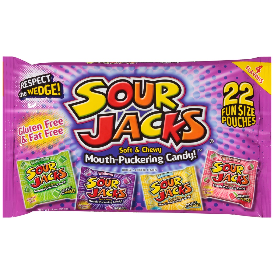 slide 1 of 6, Sour Jacks Sour Jacks Assorted Fun Size 22Ct, 11 oz