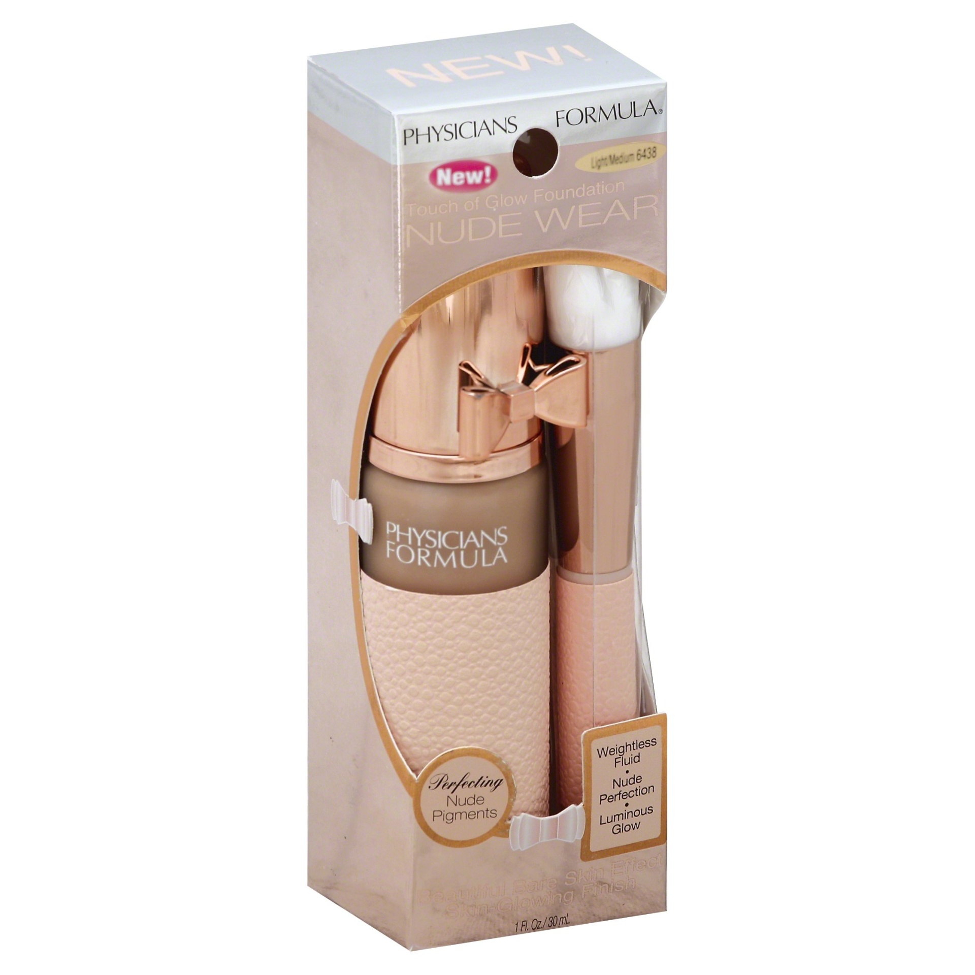 slide 1 of 3, Physicians Formula Nude Wear Touch of Glow Foundation, Light/Medium, 1 ct