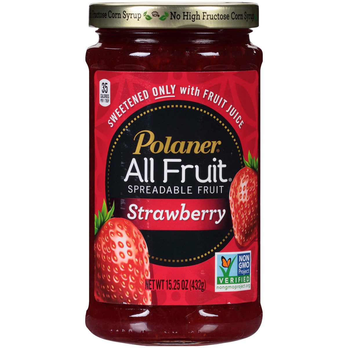 slide 4 of 7, Polaner All Fruit Gluten Free Strawberry Spreadable Fruit, Strawberry Fruit Spread, 15.25 OZ, 15.25 oz