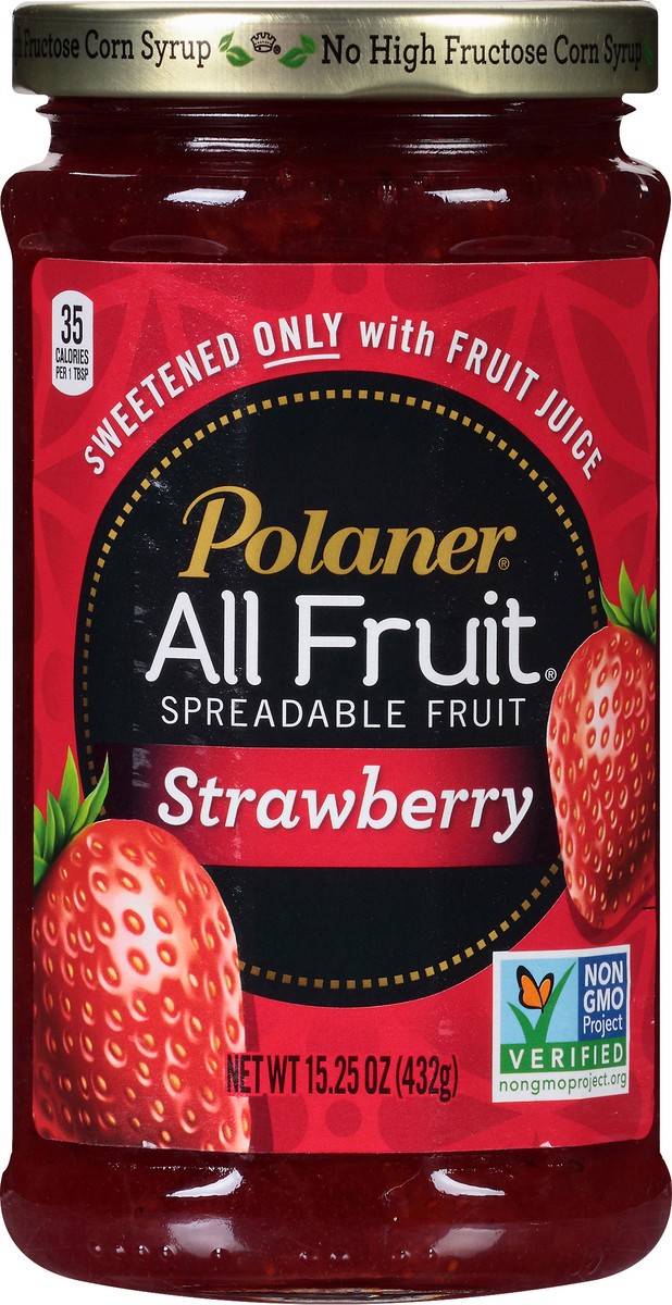 slide 1 of 7, Polaner All Fruit Gluten Free Strawberry Spreadable Fruit, Strawberry Fruit Spread, 15.25 OZ, 15.25 oz