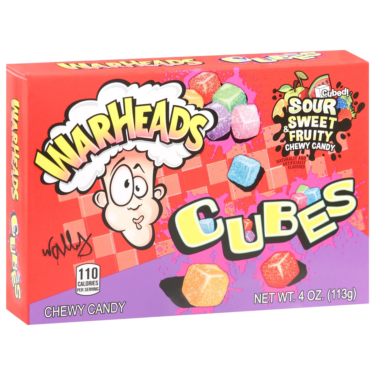 slide 2 of 9, Warheads Cubes Sour Sweet & Fruity Chewy Candy 4 oz, 4 oz