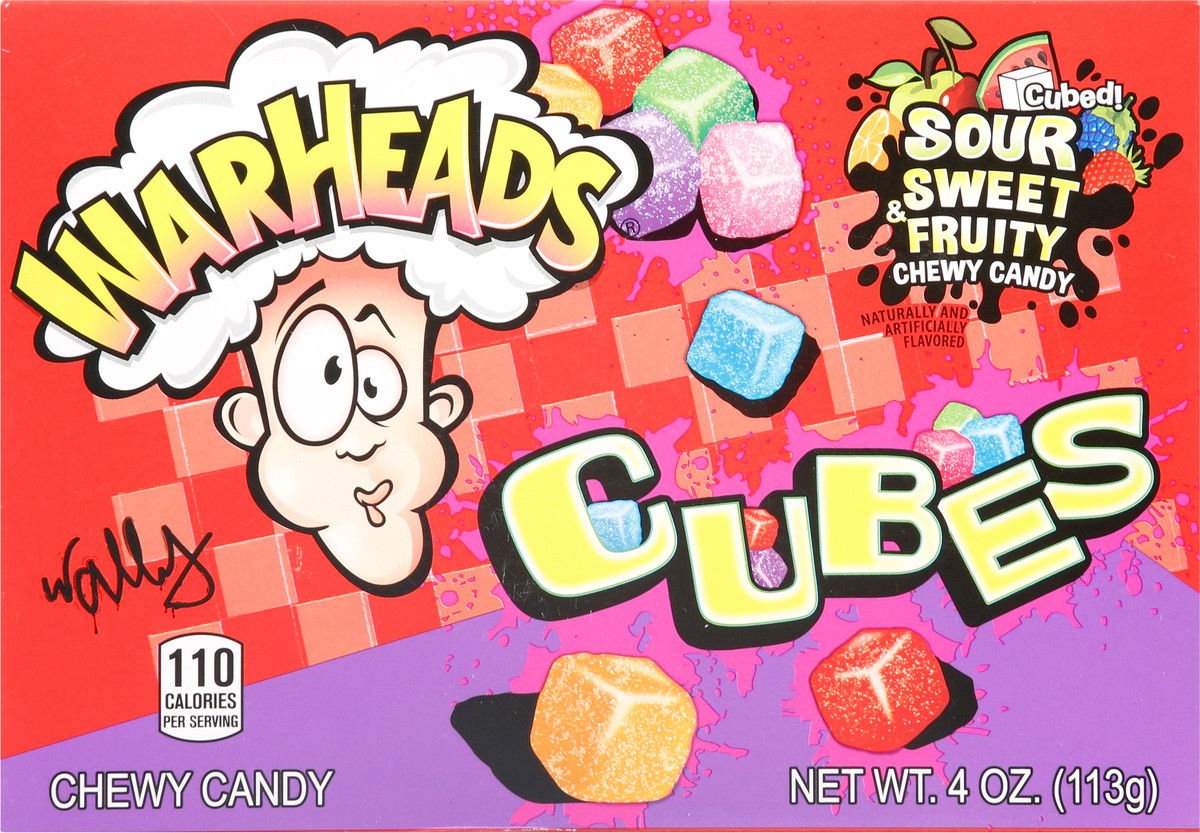 slide 1 of 9, Warheads Cubes Sour Sweet & Fruity Chewy Candy 4 oz, 4 oz