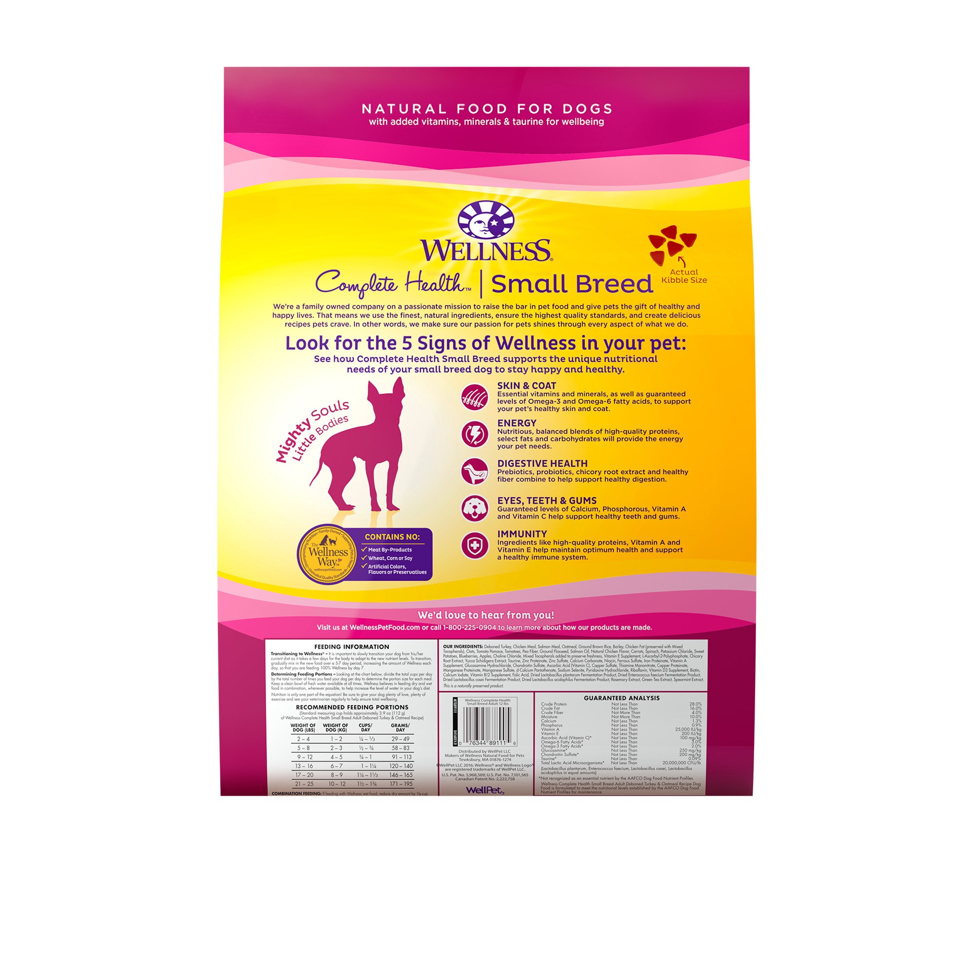 slide 4 of 5, Wellness Complete Health Natural Dry Small Breed Dog Food, Turkey & Oatmeal, 12-Pound Bag, 1 ct