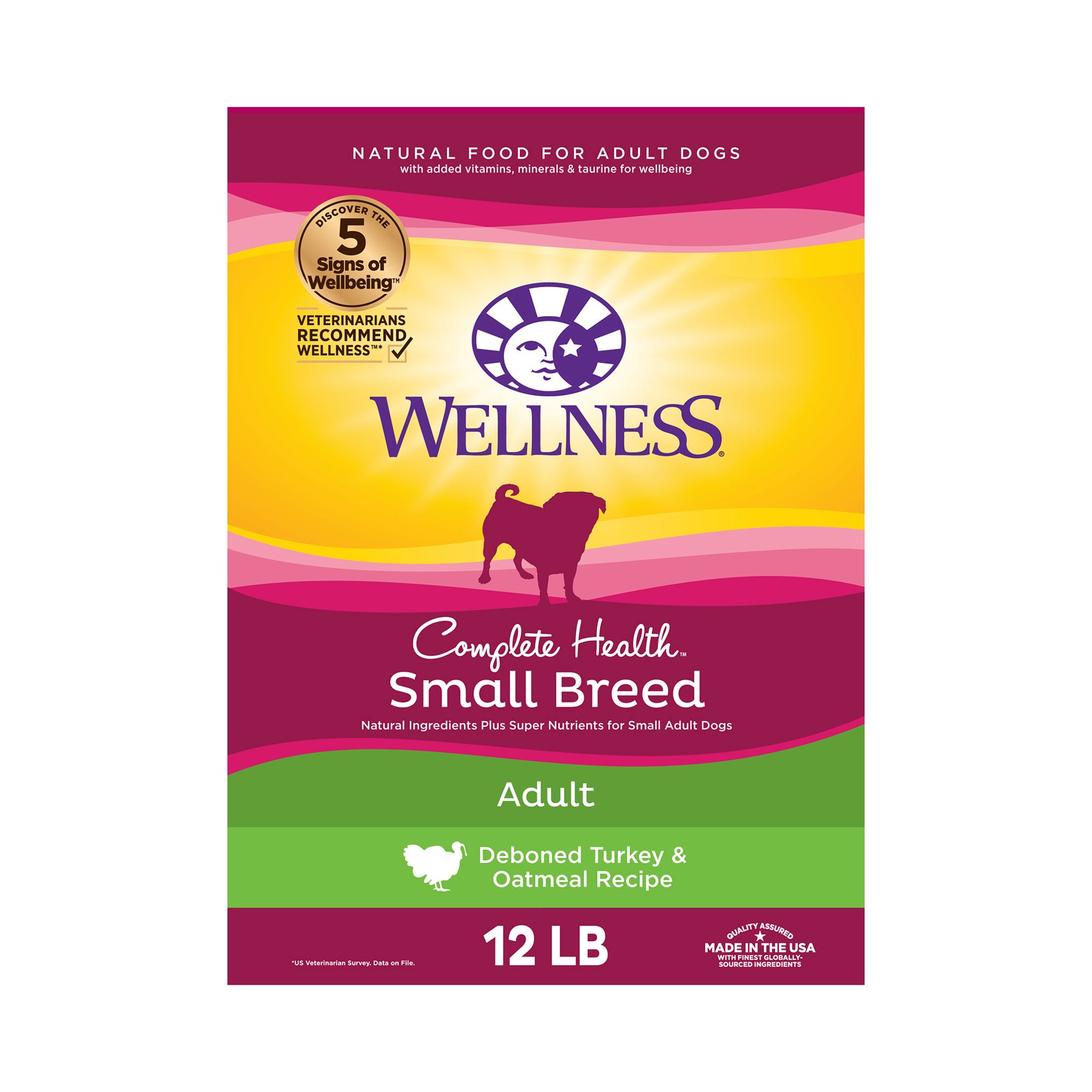 slide 1 of 5, Wellness Complete Health Natural Dry Small Breed Dog Food, Turkey & Oatmeal, 12-Pound Bag, 1 ct