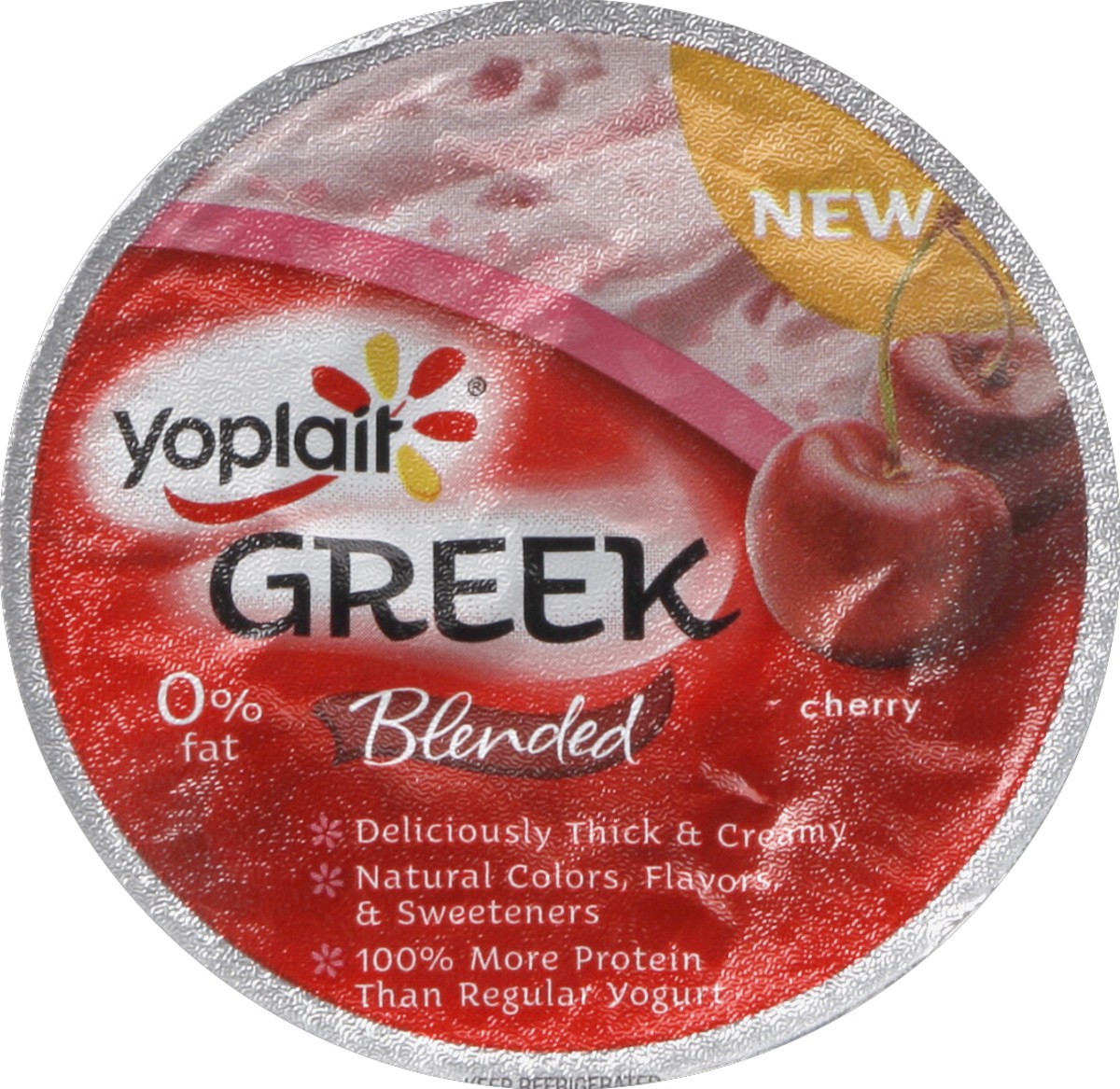 slide 2 of 3, Yoplait Greek Yogurt, Fat Free, Blended, Cherry, 5.3 oz