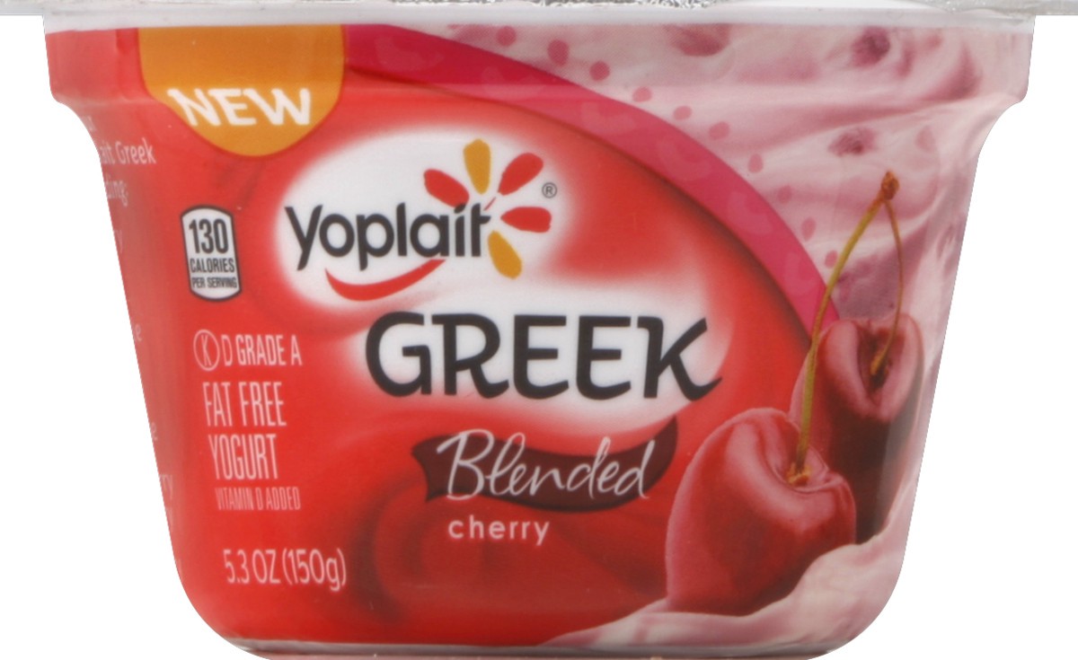 slide 3 of 3, Yoplait Greek Yogurt, Fat Free, Blended, Cherry, 5.3 oz