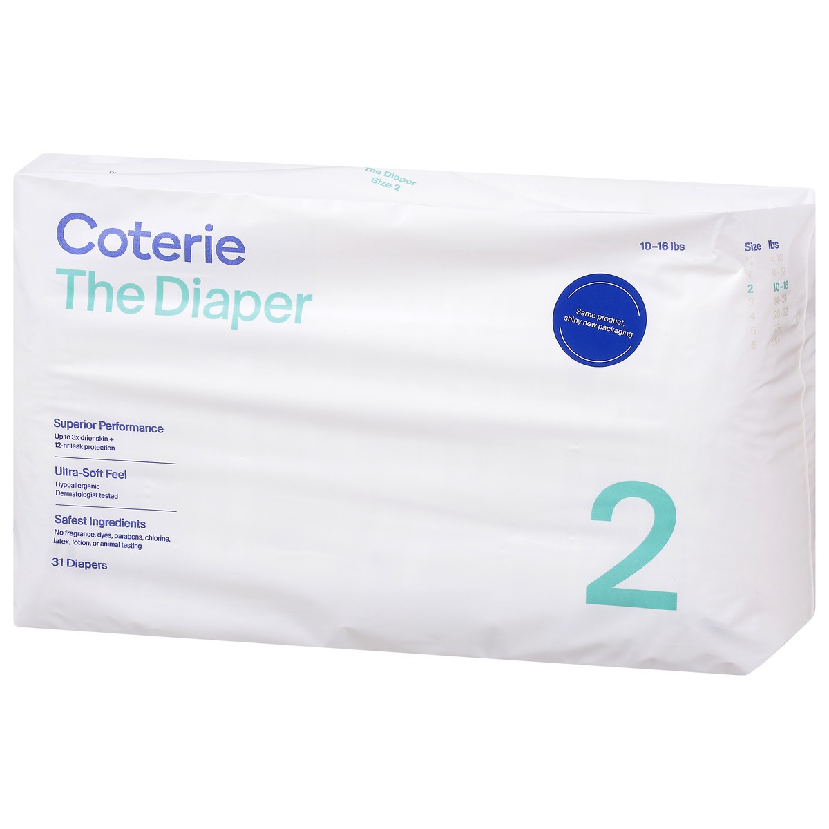 slide 3 of 13, Coterie Size 2 (10-16 lbs) Diapers 31 ea, 31 ct