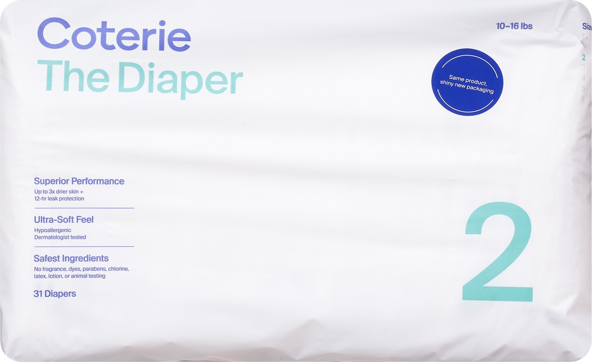 slide 7 of 13, Coterie Size 2 (10-16 lbs) Diapers 31 ea, 31 ct