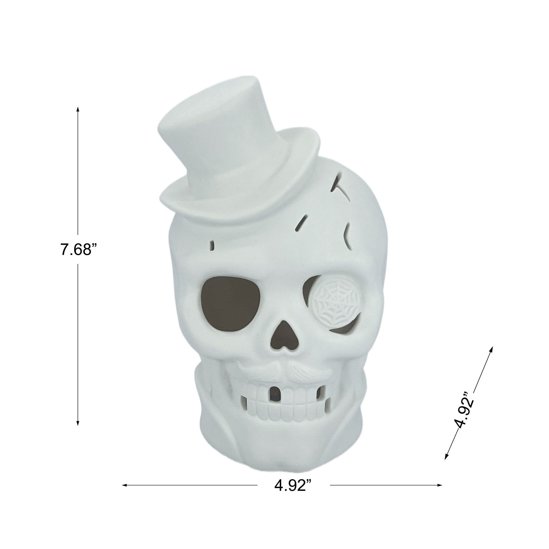 slide 8 of 8, 7.75" Diy Ceramic Led Gentleman Skull Decor By Make Market, 4.92 in x 4.92 in x 7.68 in