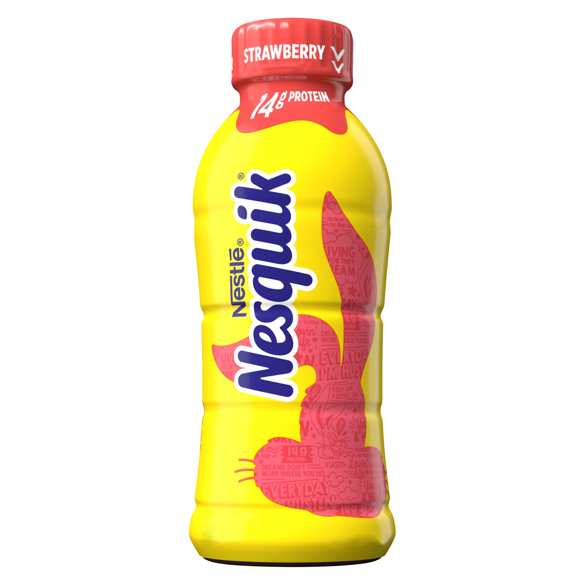 slide 1 of 3, Nesquik Strawberry Flavored Lowfat Milk, Ready to Drink - 14 oz, 14 oz