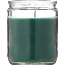 PRAYER CANDLE 3.25" Clear Glass Green Wax
