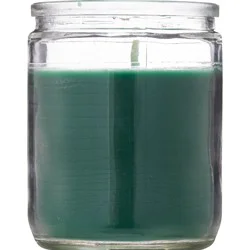 PRAYER CANDLE 3.25" Clear Glass Green Wax