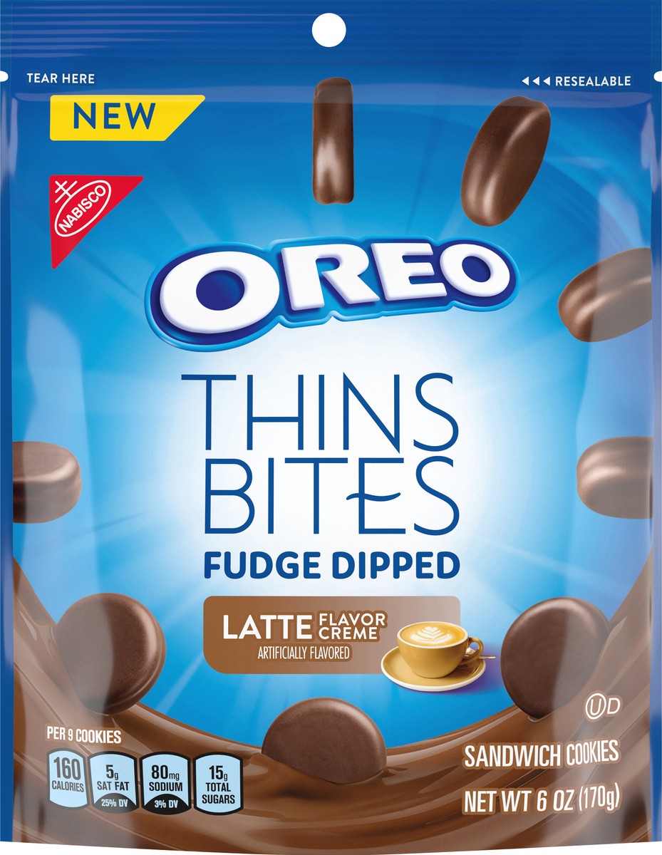 slide 6 of 12, Oreo Thins Bites Fudge Dipped Latte Creme Sandwich Cookies 6 oz, 6 oz