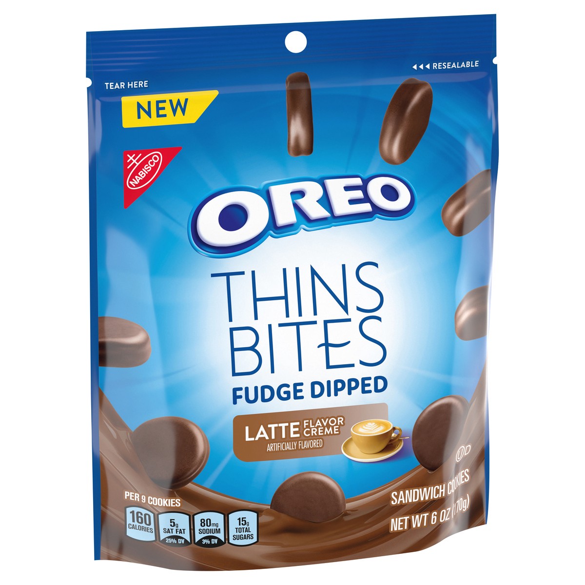 slide 12 of 12, Oreo Thins Bites Fudge Dipped Latte Creme Sandwich Cookies 6 oz, 6 oz