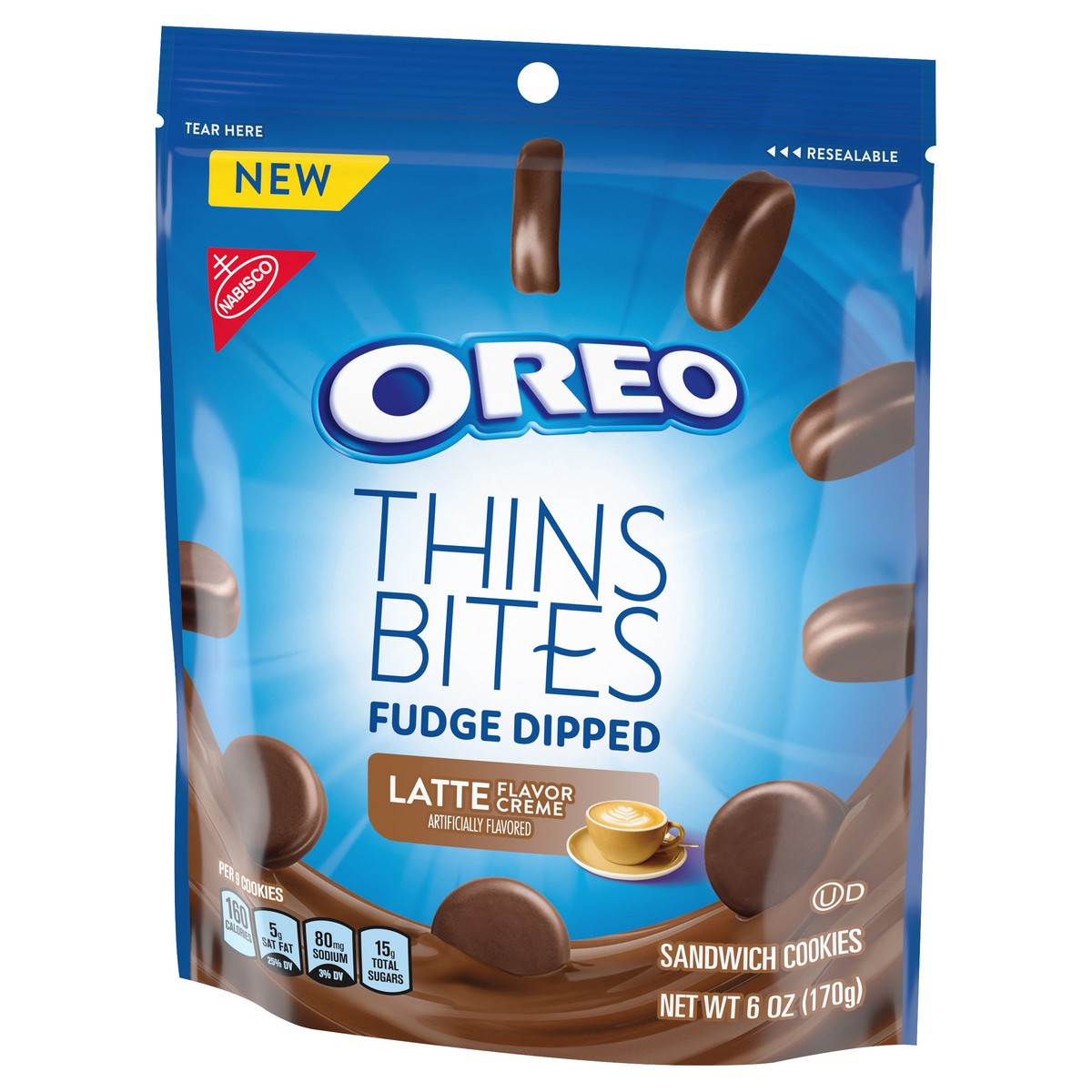 slide 3 of 12, Oreo Thins Bites Fudge Dipped Latte Creme Sandwich Cookies 6 oz, 6 oz