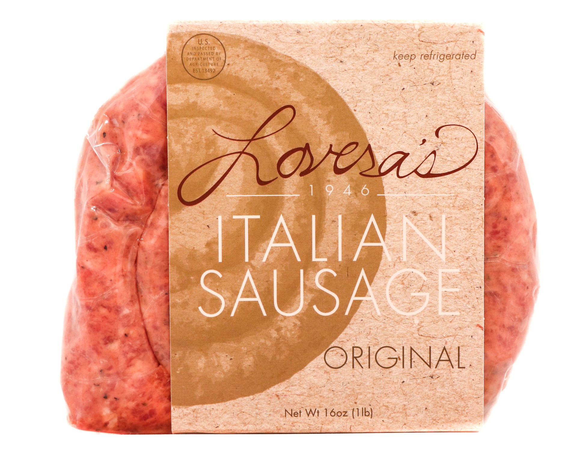 slide 1 of 1, Lovera's Mild Italian Sausage, 16 oz