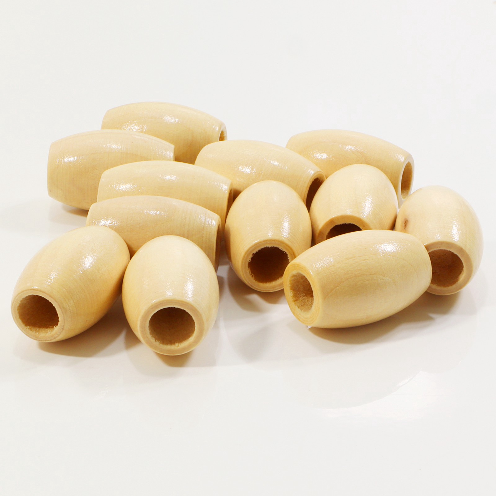 slide 3 of 3, Natural Wood Oval Beads By Loops & Threads, 32mm, 32 mm
