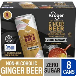 Kroger® Zero Sugar Non Alcoholic Ginger Beer Cans, 8 pk / 12 fl oz