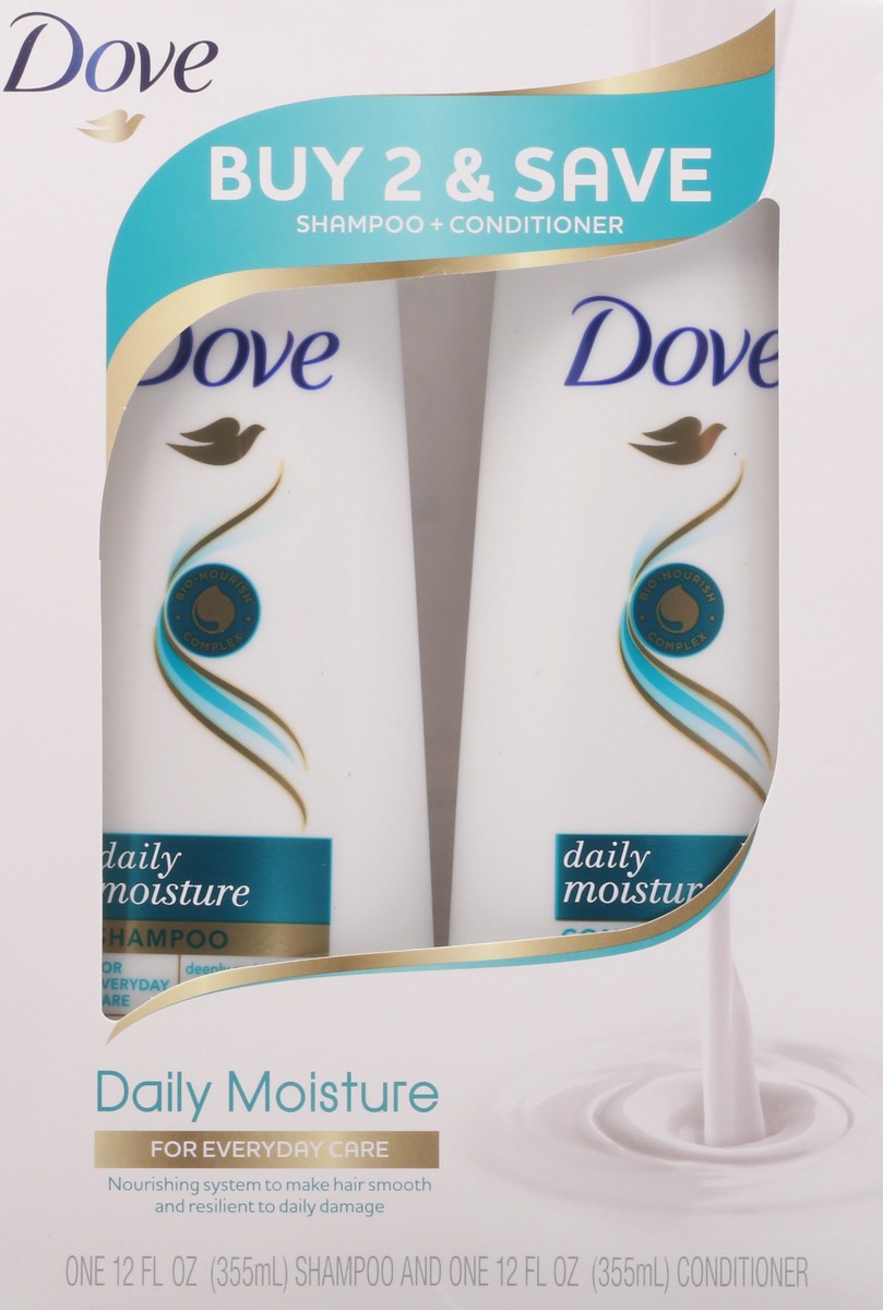 slide 2 of 13, Dove Beauty Daily Moisture Shampoo & Conditioner Set - 12 fl oz/ 2ct, 12 fl oz, 2 ct