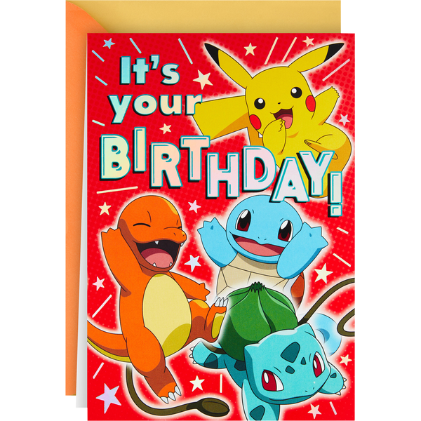 slide 1 of 1, Hallmark Pokémon Pop Up Birthday Card for Kids (Pikachu, Squirtle, Charmander, Bulbasaur), 1 ct