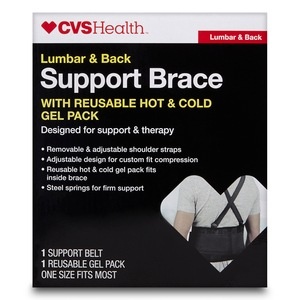 slide 1 of 1, CVS Health Lumbar And Back Support Brace With Reusable Hot And Cold Gel Pack, 1 ct