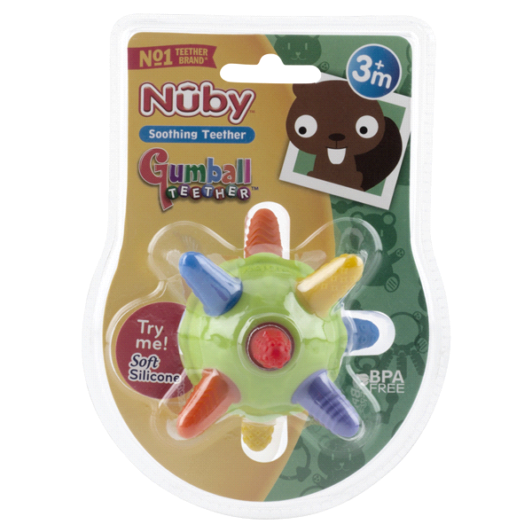 slide 1 of 1, Nuby Silicone Gumball Teether, 1 ct