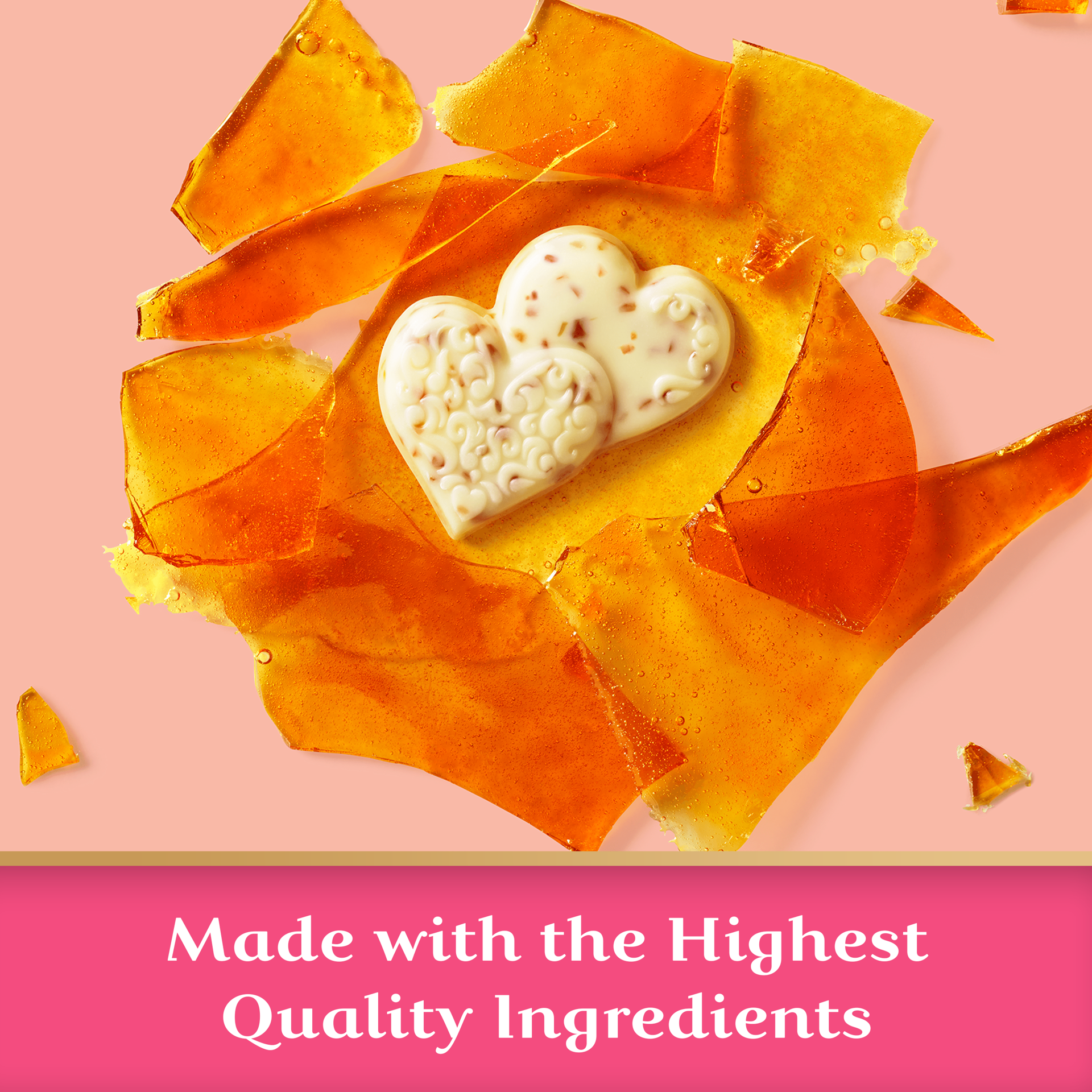 slide 6 of 6, GHIRARDELLI White Chocolate Creme Brulee Duet Hearts, Chocolate Hearts for Valentines, 4.1 OZ Bag, 4.1 oz