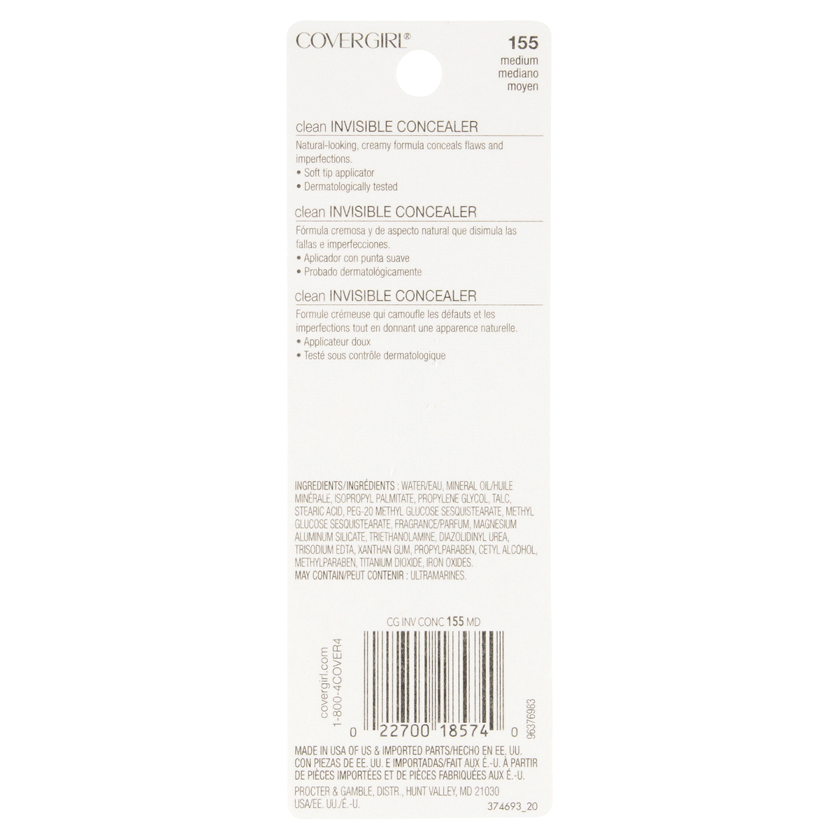 slide 2 of 2, Covergirl Clean Invisible Concealer Medium, 1 ct