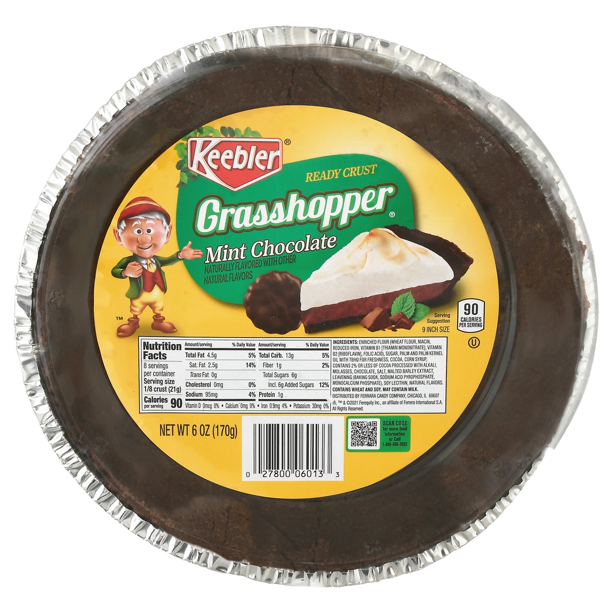 slide 1 of 1, Keebler Grasshopper Mint Chocolate 9 Inch Pie Crust 6 oz, 6 oz