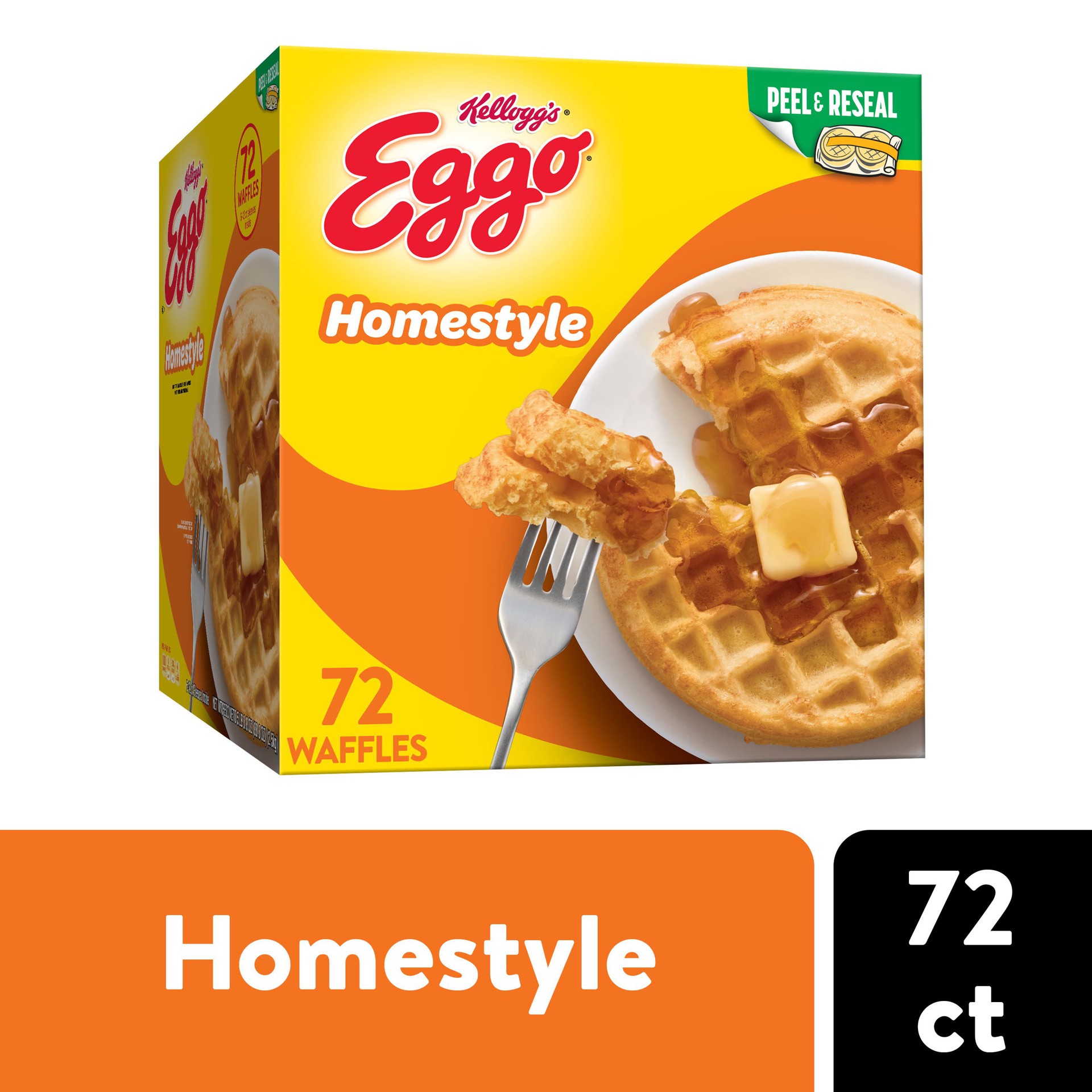 slide 1 of 5, Eggo Homestyle Frozen Waffles, Original, 88.8 oz, 72 Count, 88.8 oz