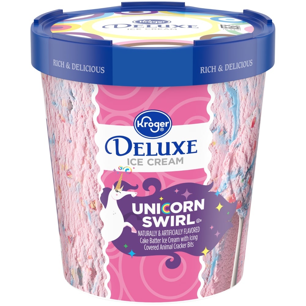 slide 1 of 1, Kroger Deluxe Unicorn Swirl Ice Cream, 1 pint