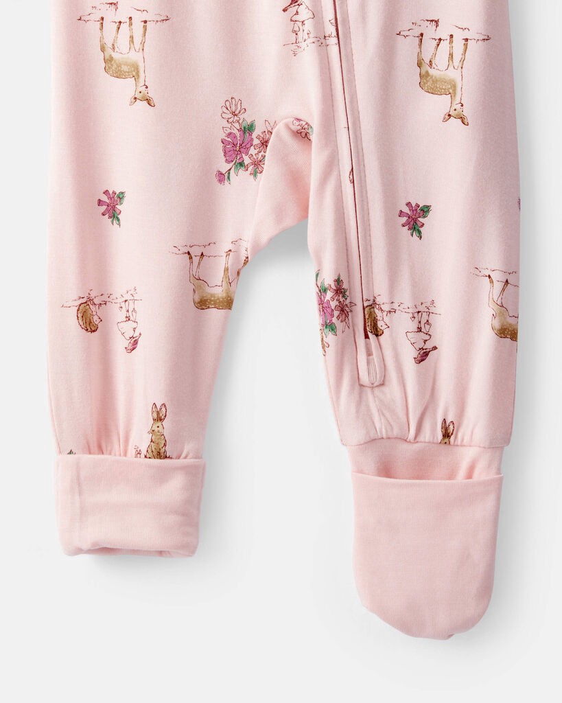 slide 4 of 6, Carter's Carters Baby Girl Deer & Floral Print PurelySoft Sleep & Play - Pink Pink 6M, 1 ct