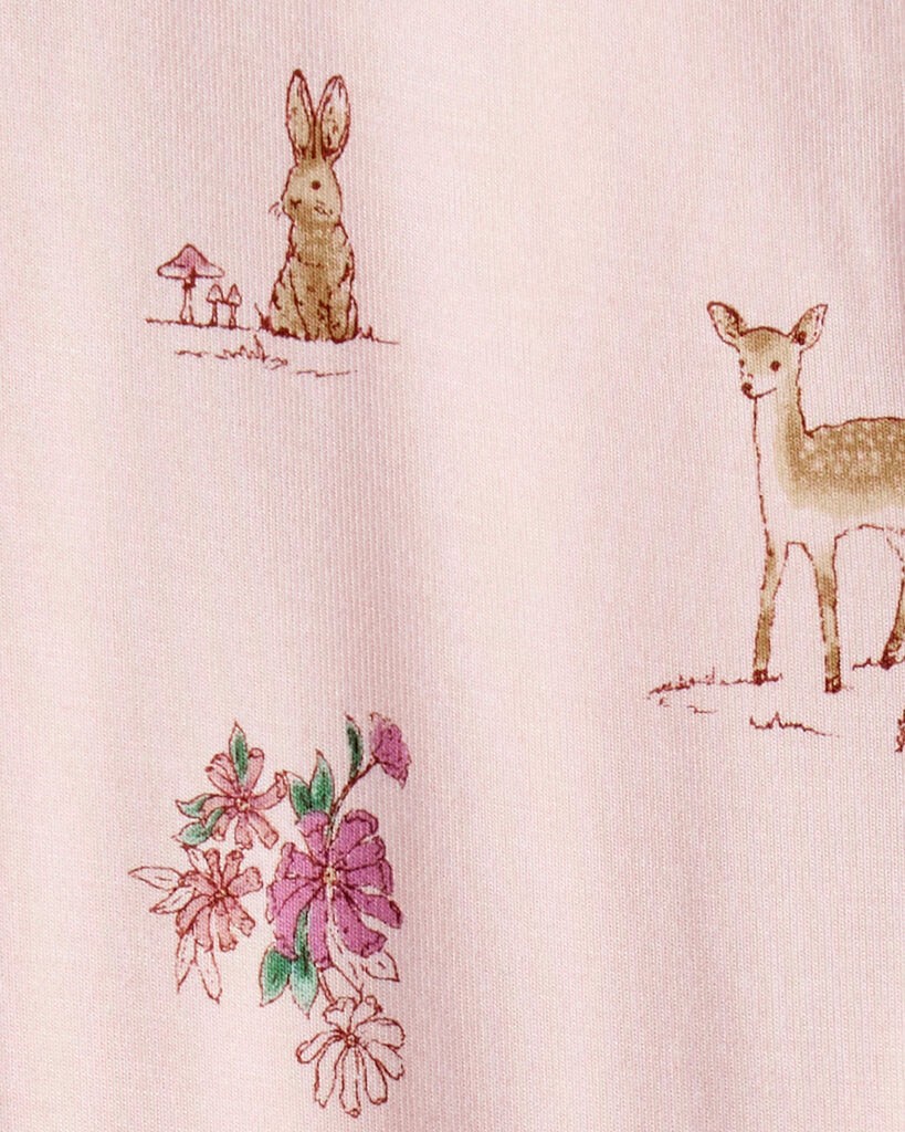 slide 3 of 6, Carter's Carters Baby Girl Deer & Floral Print PurelySoft Sleep & Play - Pink Pink 6M, 1 ct