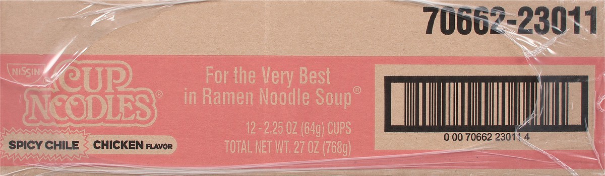 slide 10 of 14, Nissin Cup Noodles Spicy Chile Chicken Ramen Noodle Soup 12 - 2.25 oz Cups, 12 ct; 2.25 oz