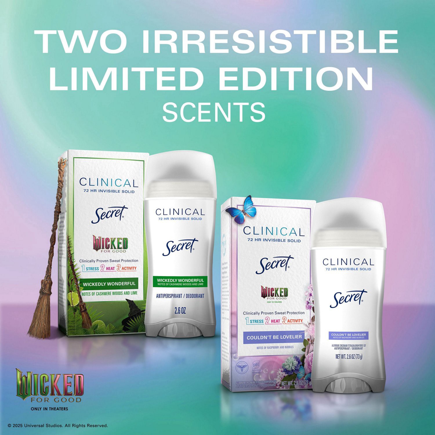 slide 11 of 11, Secret Clinical Strength 72-Hour Clear Gel Antiperspirant & Deodorant Stick, Wicked Couldn't Be Lovelier, 2.6 Oz, 2.6 oz