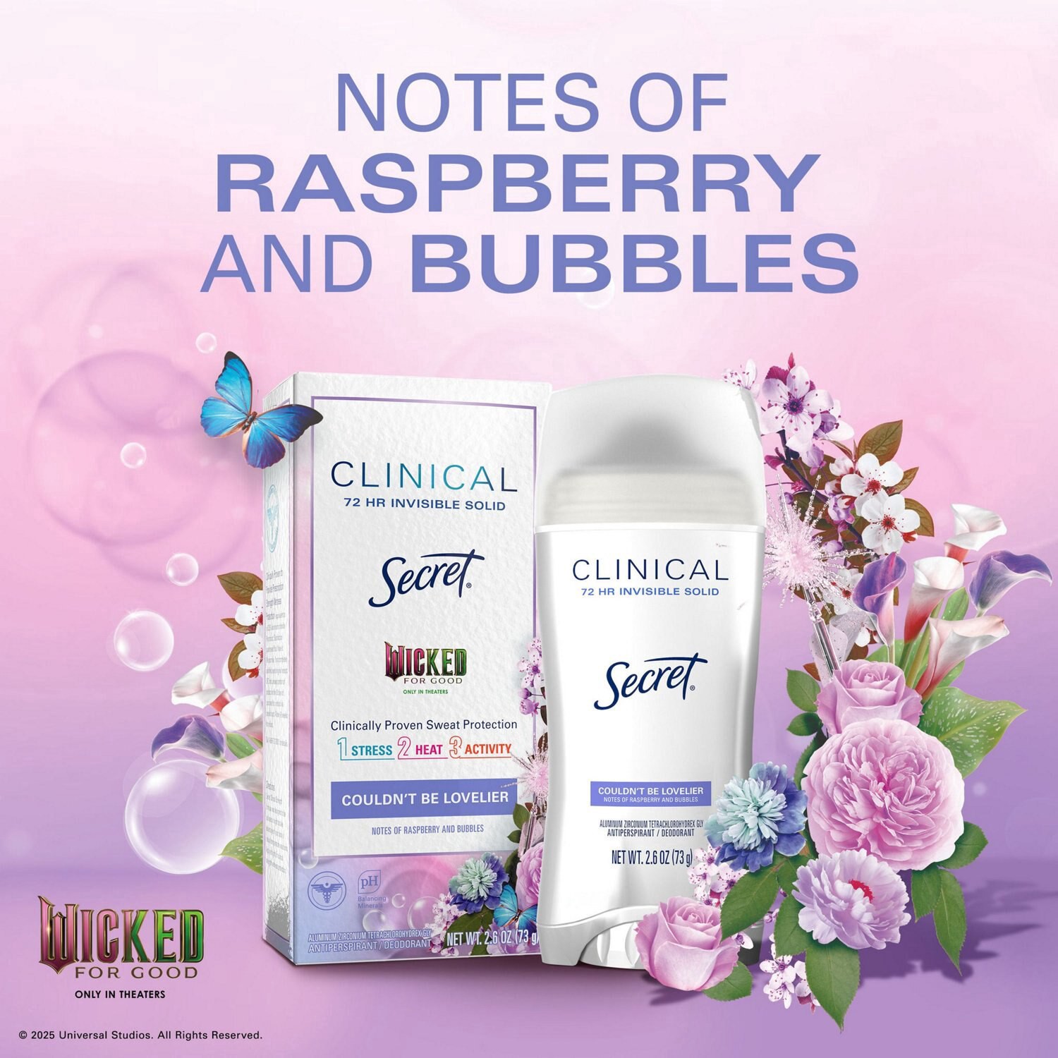 slide 9 of 11, Secret Clinical Strength 72-Hour Clear Gel Antiperspirant & Deodorant Stick, Wicked Couldn't Be Lovelier, 2.6 Oz, 2.6 oz