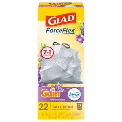 Glad ForceFlex Tall Kitchen Trash BagsGain Lavender Scent with Febreze