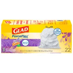 Glad ForceFlex Tall Kitchen Trash BagsGain Lavender Scent with Febreze