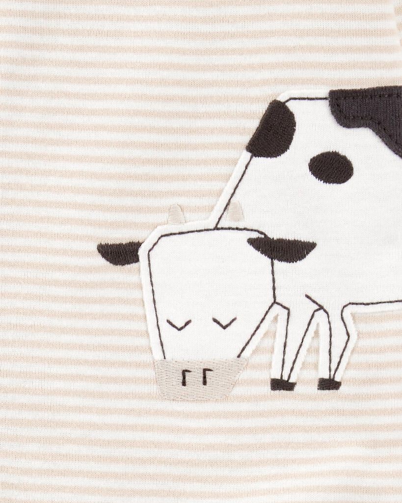 slide 2 of 2, Carter's Toddler 1-Piece Striped Cow Footie Pajamas Tan 5T, 1 ct