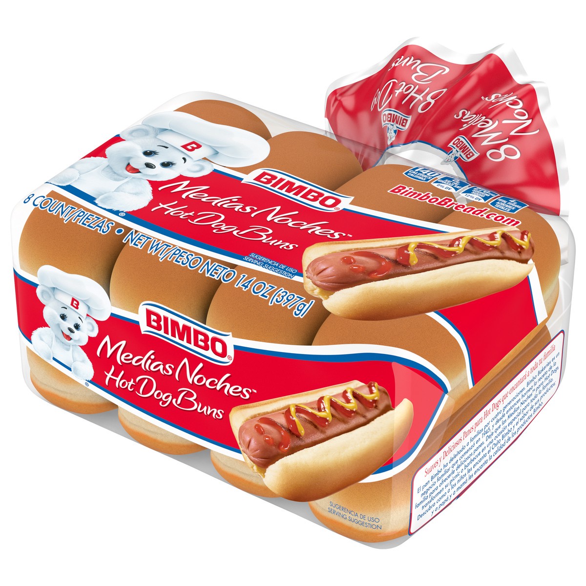 slide 3 of 9, Bimbo Bimbollos Medias Noches Hot Dog Buns, 8 count, 14 oz, 8 ct