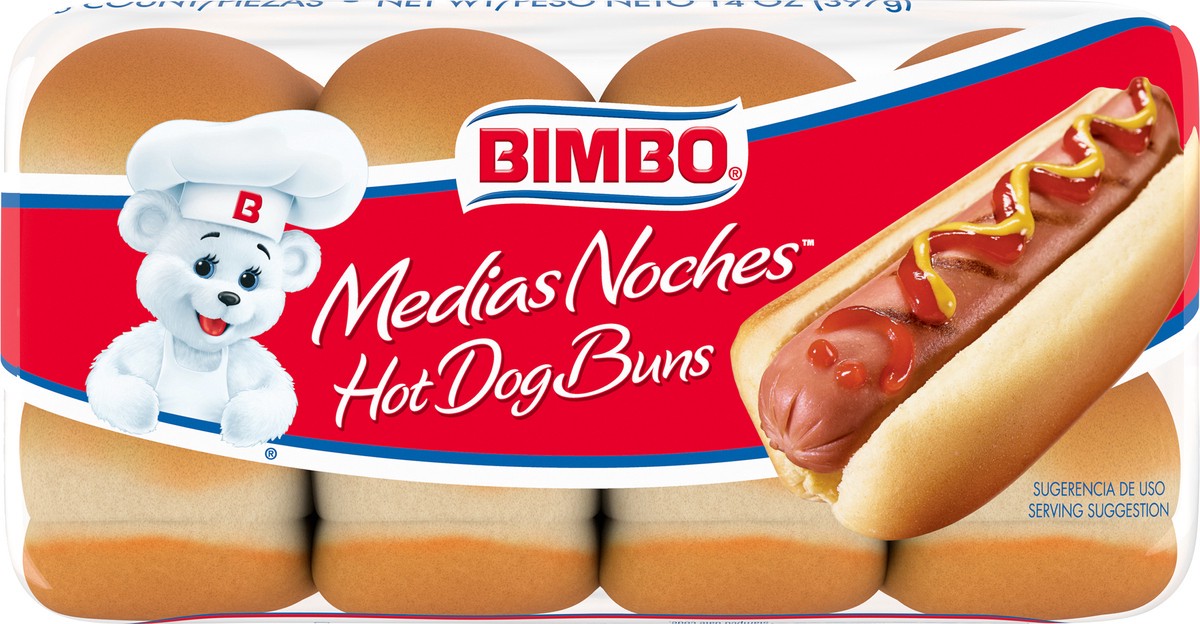 slide 4 of 9, Bimbo Bimbollos Medias Noches Hot Dog Buns, 8 count, 14 oz, 8 ct